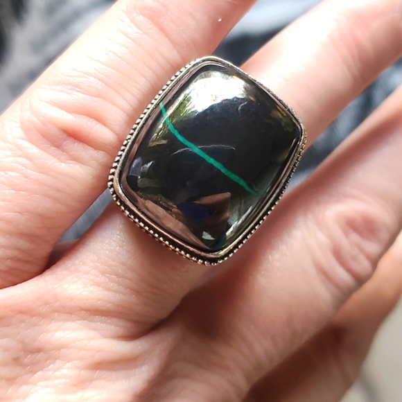 New Unique Chrysocolla 925 Silver Ring. - Picture 12 of 16